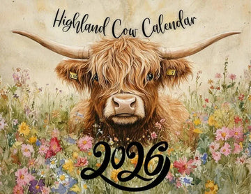 Highland Cow Calendar 2026 – Rustic Farmhouse Wall Art & Monthly Planner