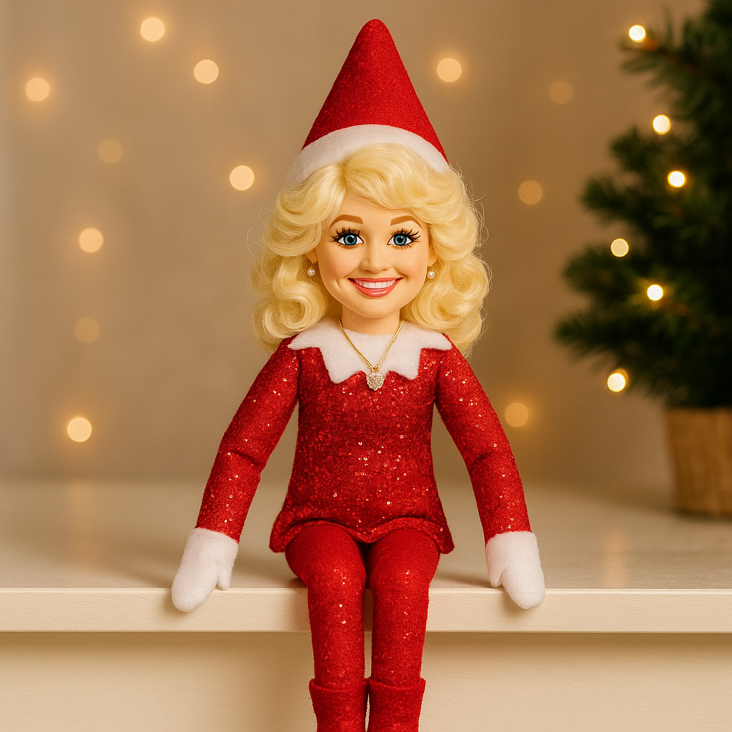 Dolly Parton On A Stoop Christmas Doll