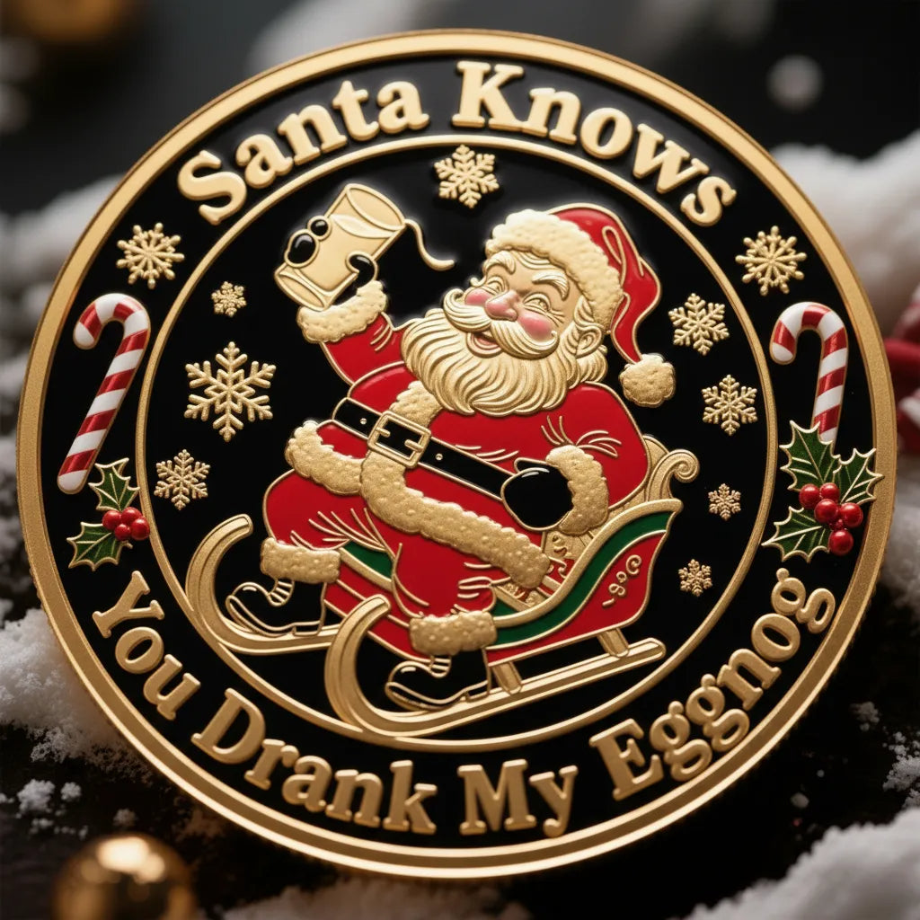 Santa Knows You Drank My Eggnog Coin – Hilarious & Collectible Christmas Gift