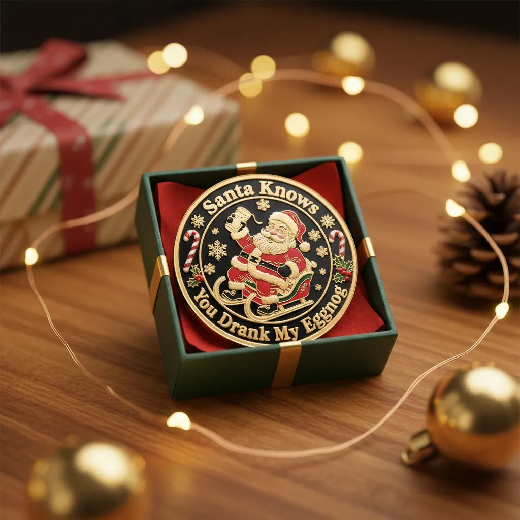 Santa Knows You Drank My Eggnog Coin – Hilarious & Collectible Christmas Gift