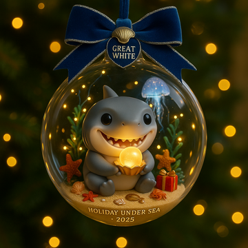 Great White Christmas Ornament 2025 – Christmas in Ocean