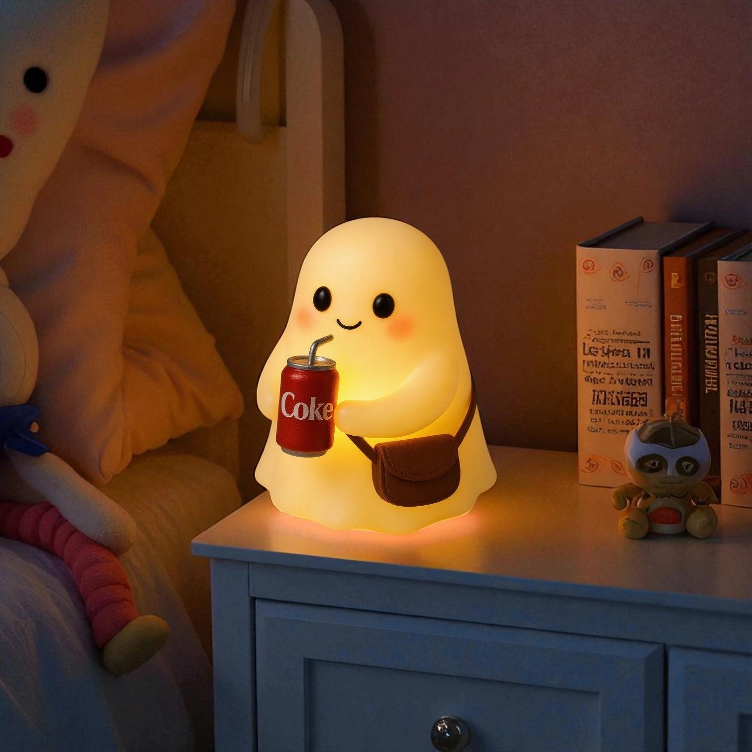 Handmade Cute Ghost Drinking Cola Night Light