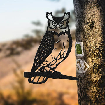 Owl On Branch Metal Tree Art Metal bird