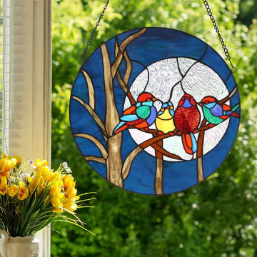Birds Stained Window Panel Hangings