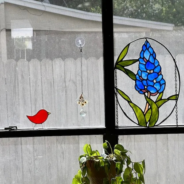 Stained Glass Standing Bird Suncatcher