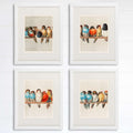 A Perch Of Birds Art Prints (Set of 4)