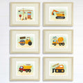 Boys Construction Trucks - Art Prints (Set of 6) - 8x10s