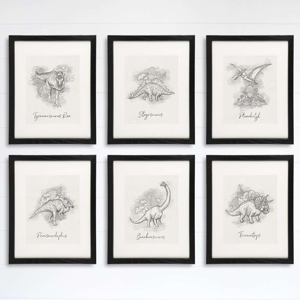 Dinosaur Sketchbook Set Art Prints (Set of 6) - 8x10s