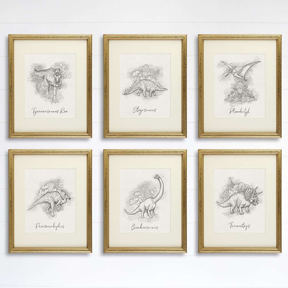 Dinosaur Sketchbook Set Art Prints (Set of 6) - 8x10s