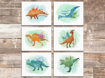 Dinosaur Art Prints (Set of 6) - 8x10s