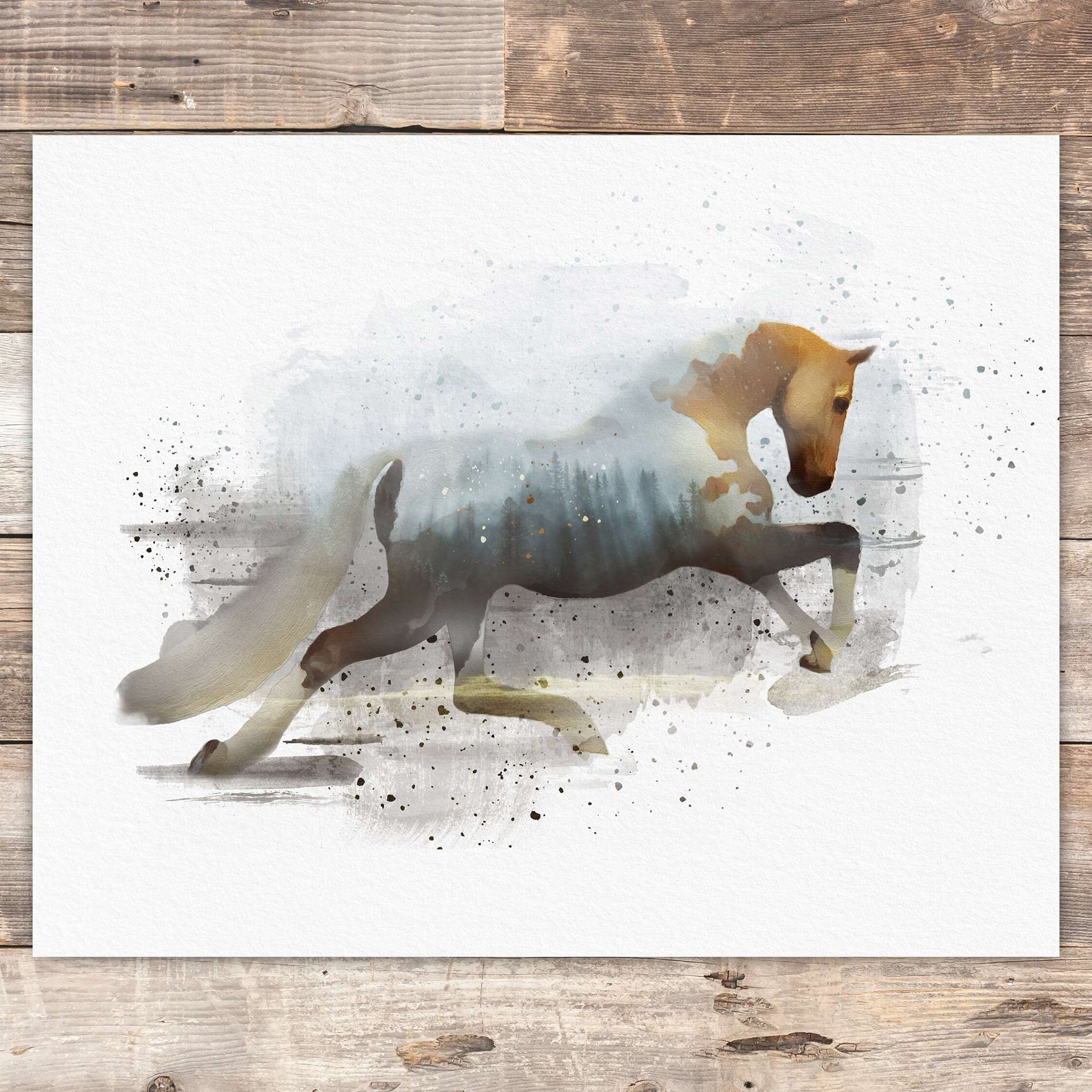 Double Exposure Horse Art Print - 8x10