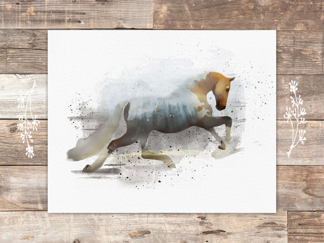 Double Exposure Horse Art Print - 8x10