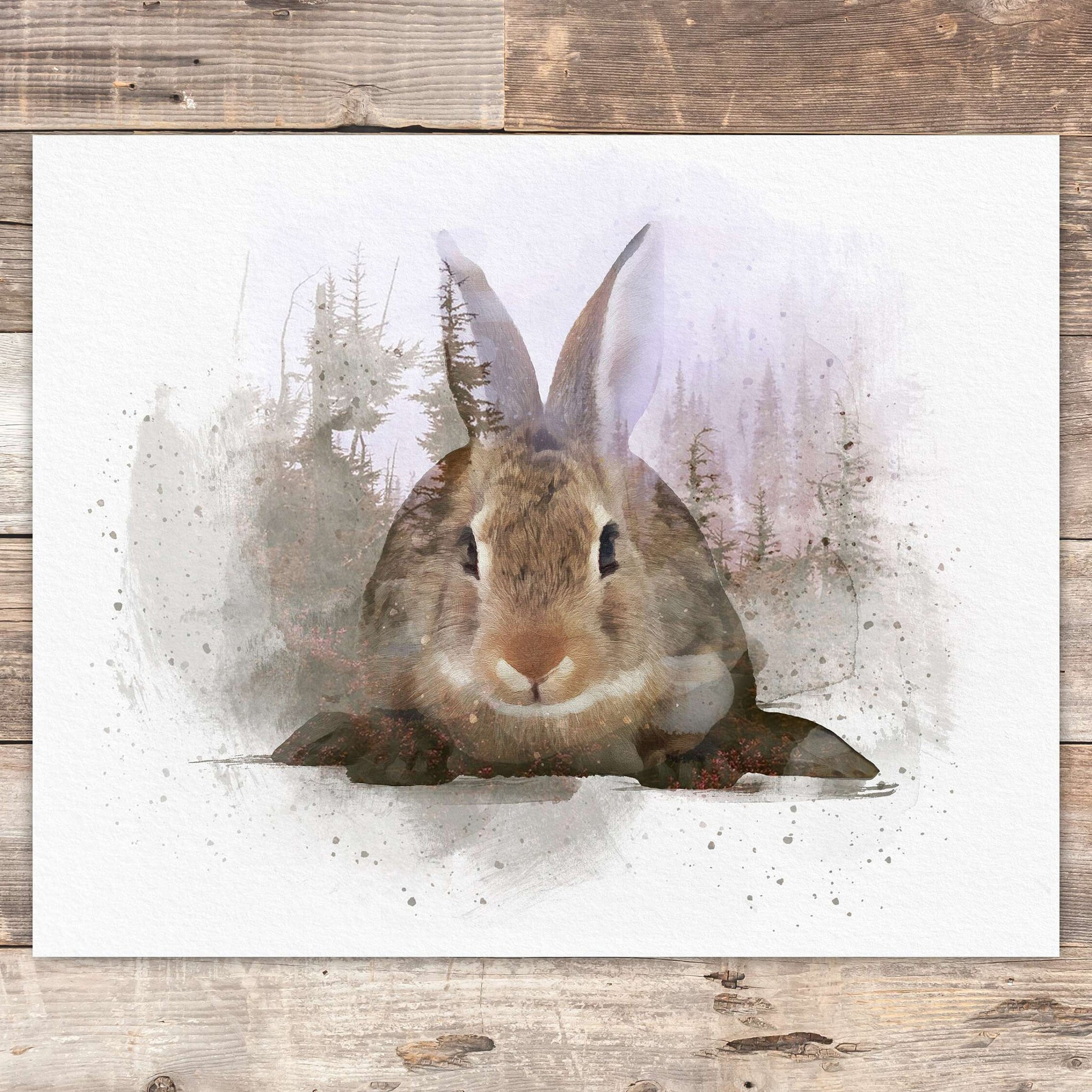 Double Exposure Rabbit Art Print - 8x10