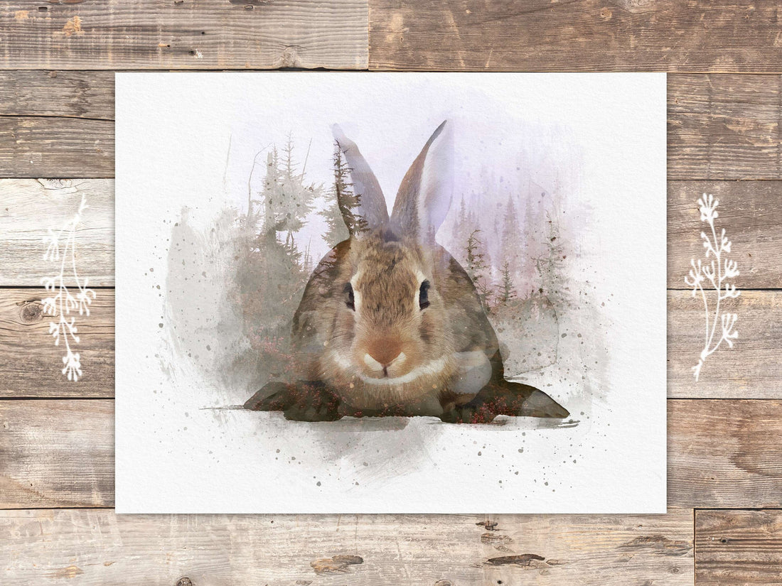 Double Exposure Rabbit Art Print - 8x10