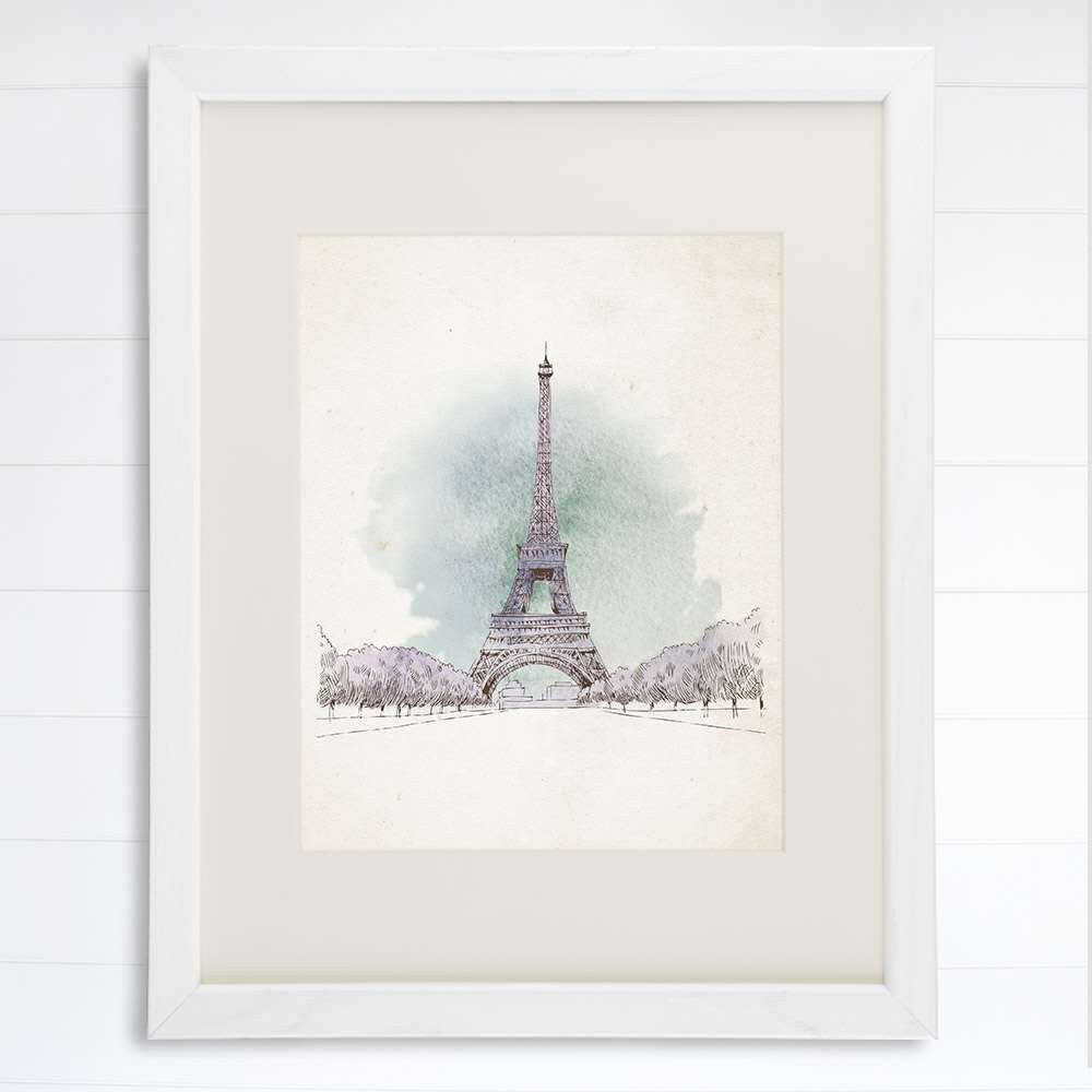 Eiffel Tower Sketch Wall Art Print - 8x10