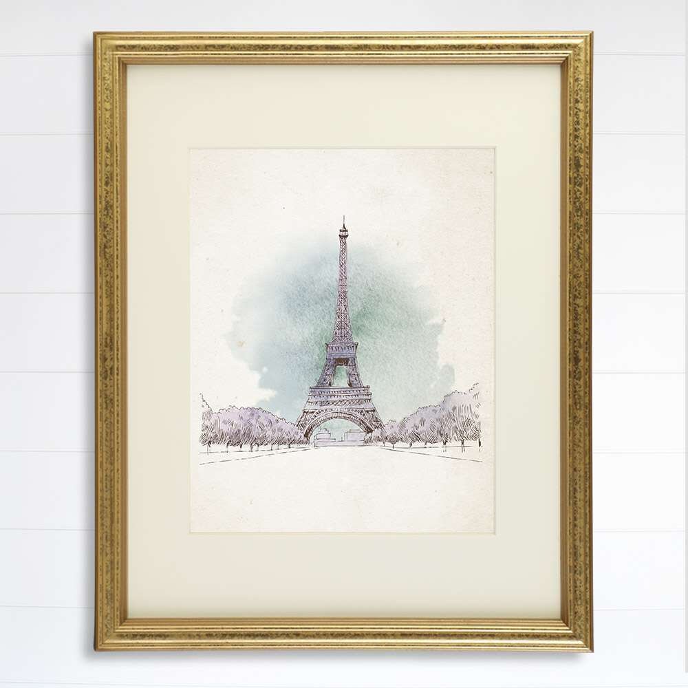 Eiffel Tower Sketch Wall Art Print - 8x10