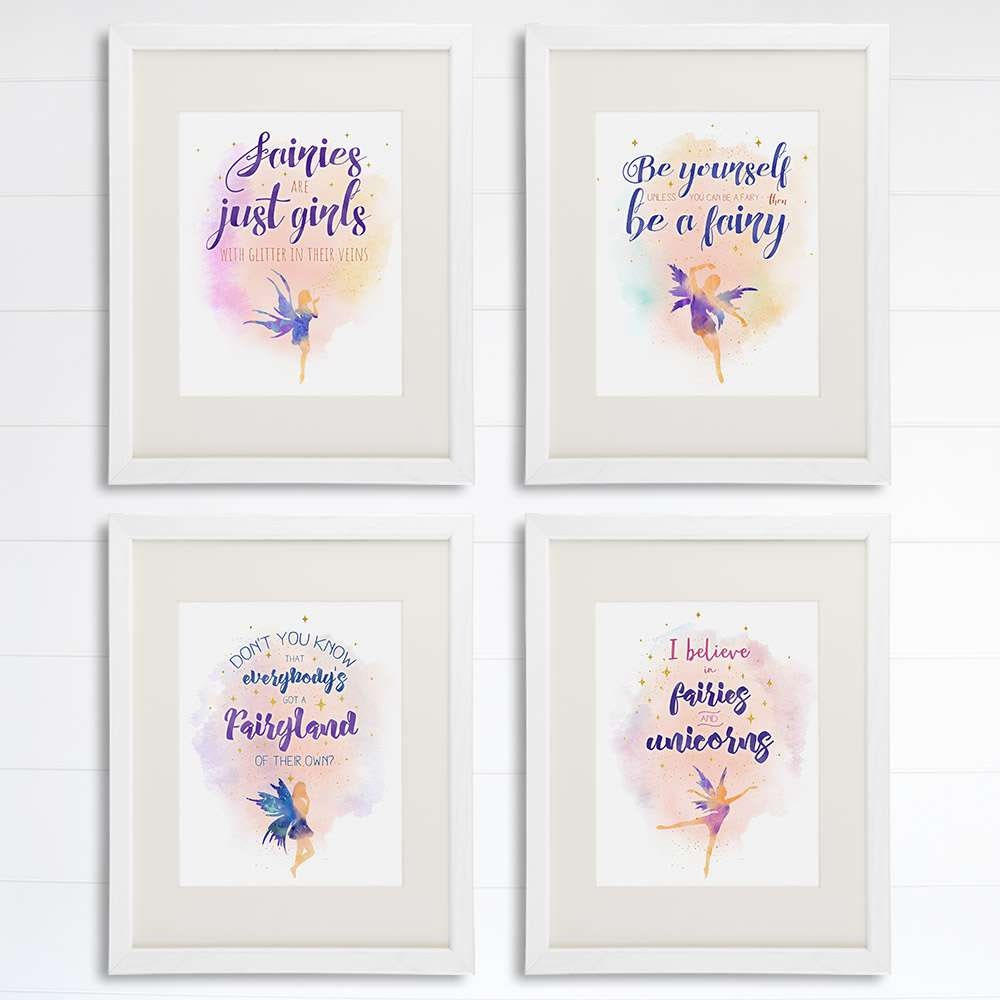 Fairy Quotes Art Prints (Set of 4) - Girls Room Decor - 8x10s