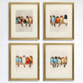 A Perch Of Birds Art Prints (Set of 4)