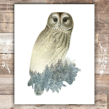 Double Exposure Owl Art Print - 8x10