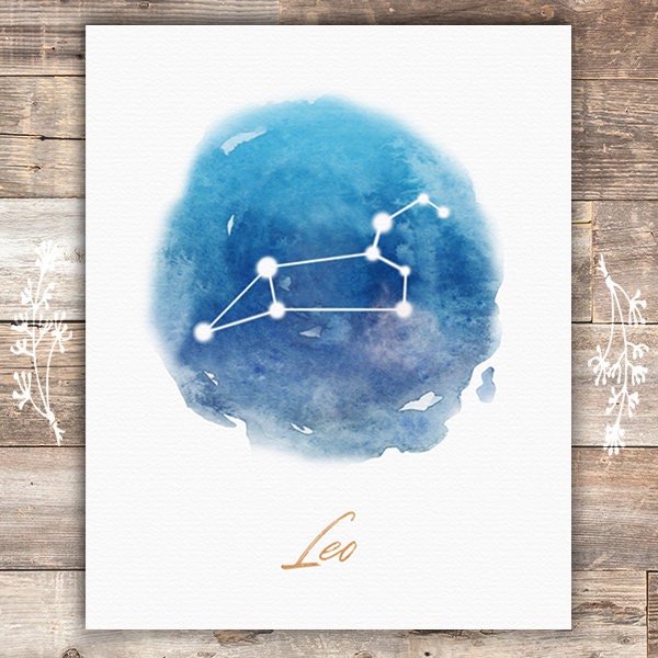 Watercolor Constellation - Leo - Art Print - 8x10