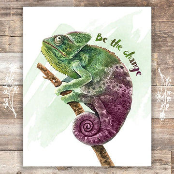 Chameleon Wall Art Print - Tropical Home Decor - 8x10