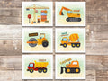 Boys Construction Trucks - Art Prints (Set of 6) - 8x10s