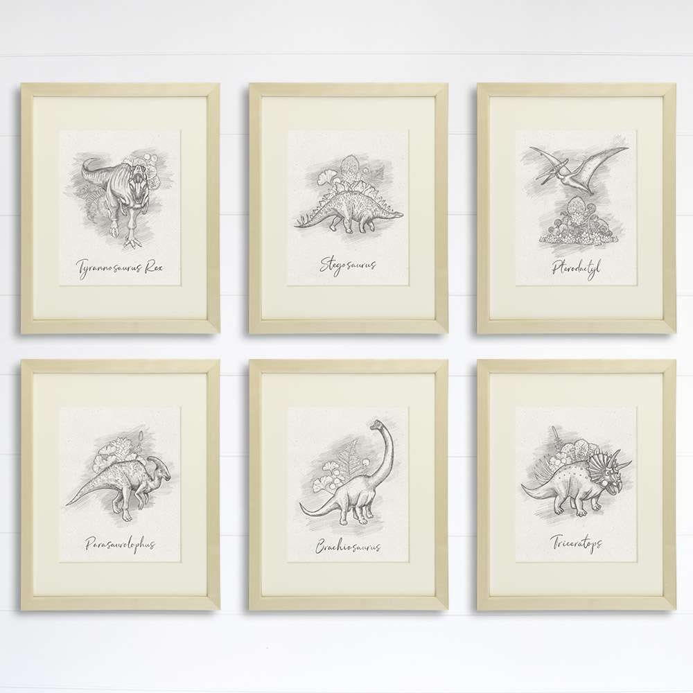 Dinosaur Sketchbook Set Art Prints (Set of 6) - 8x10s