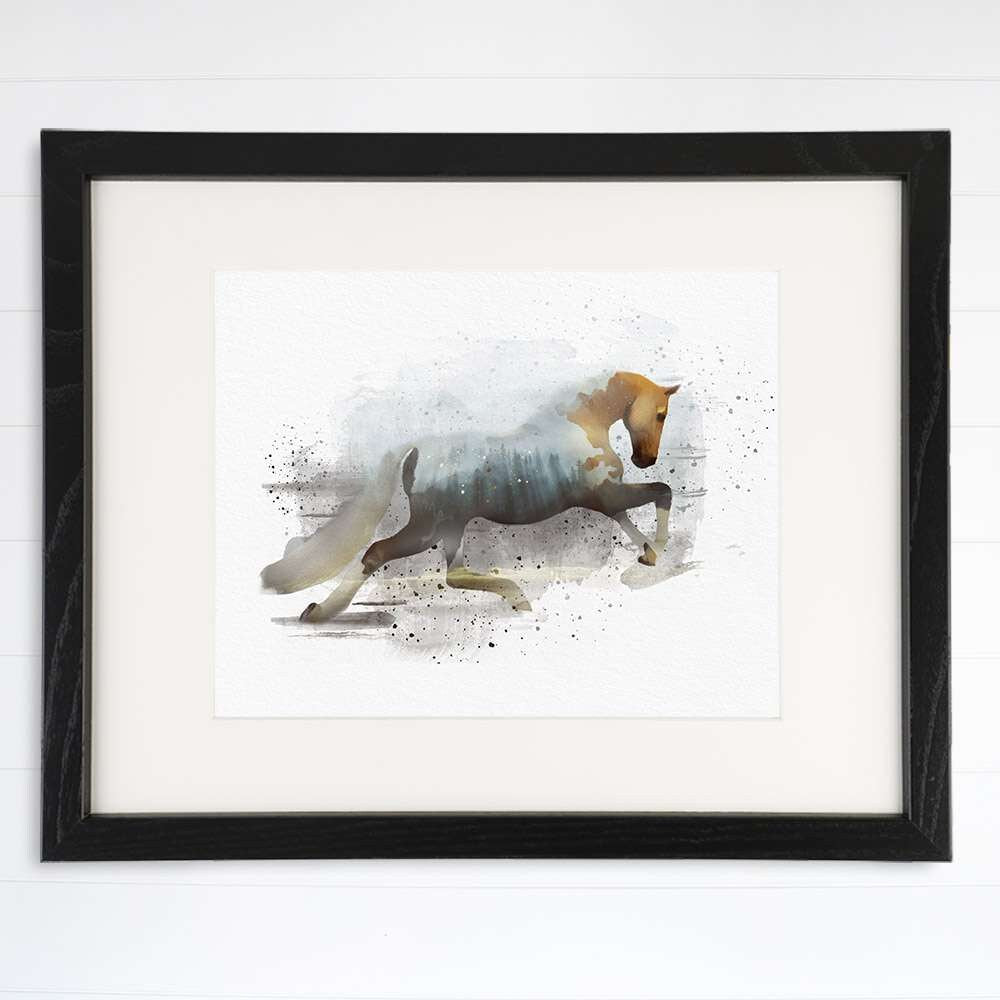 Double Exposure Horse Art Print - 8x10