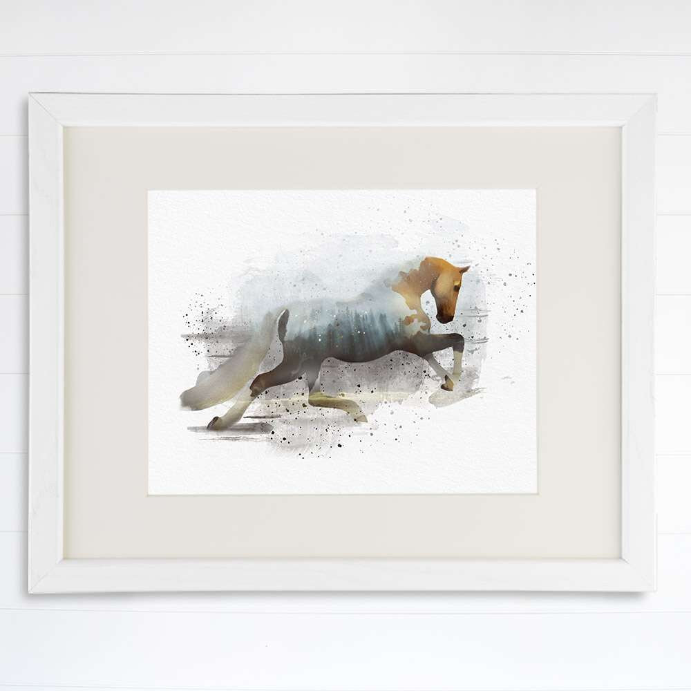 Double Exposure Horse Art Print - 8x10