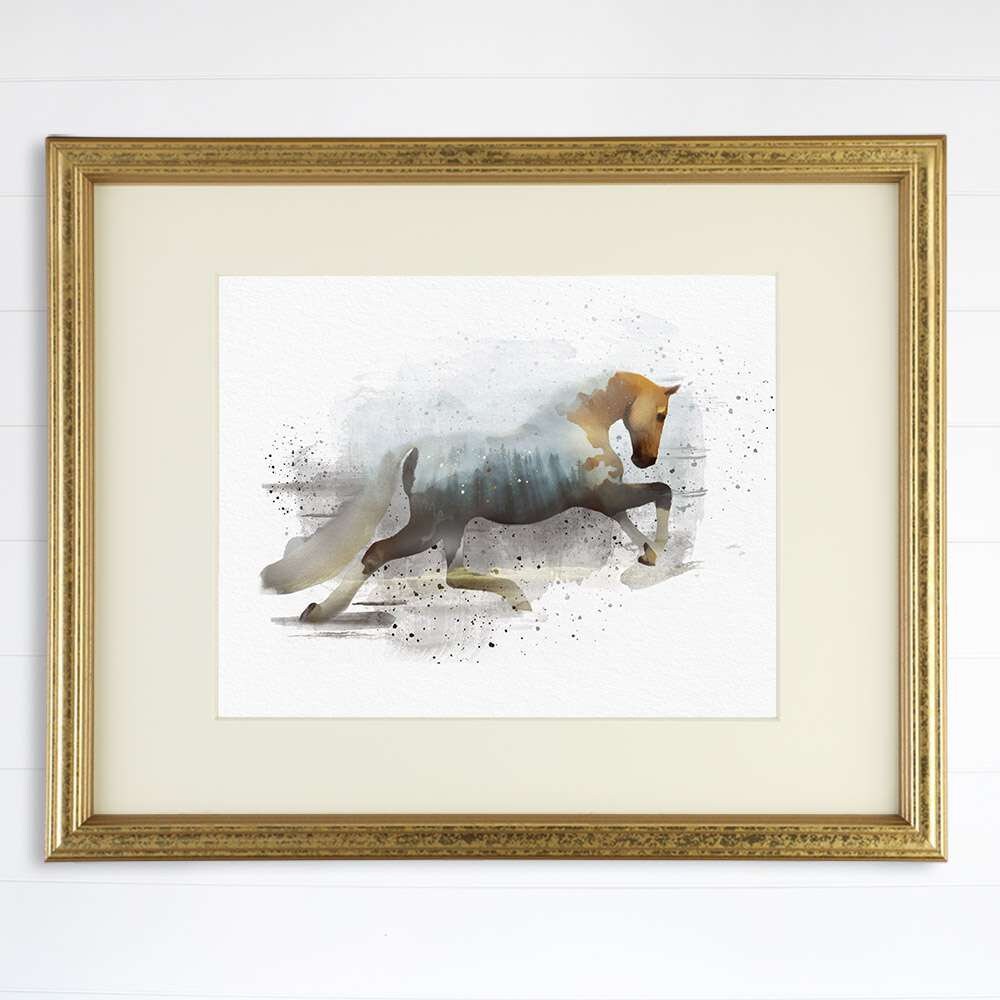 Double Exposure Horse Art Print - 8x10