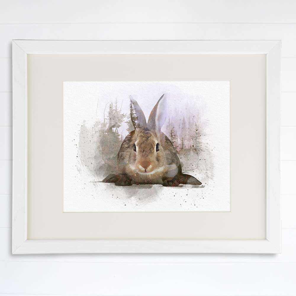 Double Exposure Rabbit Art Print - 8x10