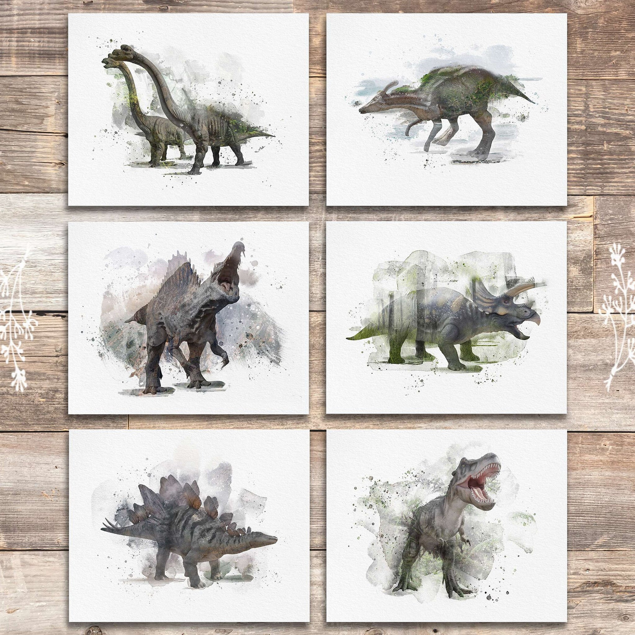 Double Exposure Dinosaur Art Prints (Set of 6) - 8x10s