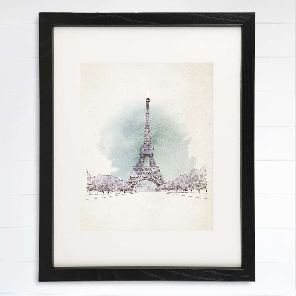 Eiffel Tower Sketch Wall Art Print - 8x10