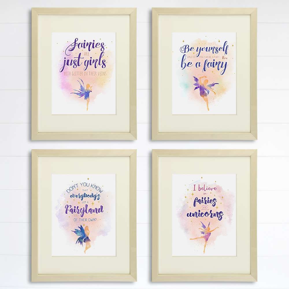 Fairy Quotes Art Prints (Set of 4) - Girls Room Decor - 8x10s