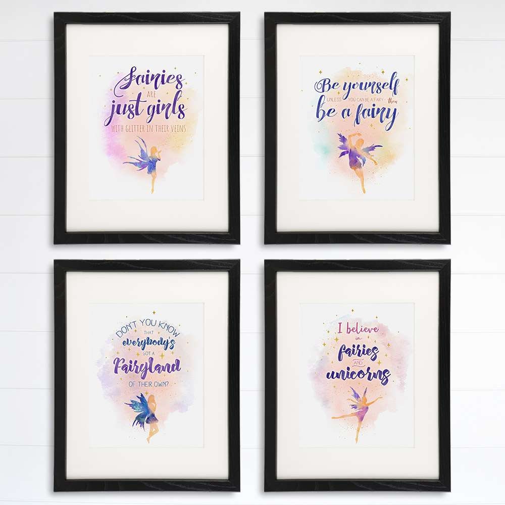 Fairy Quotes Art Prints (Set of 4) - Girls Room Decor - 8x10s
