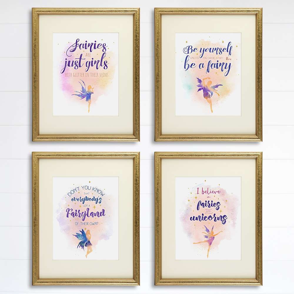Fairy Quotes Art Prints (Set of 4) - Girls Room Decor - 8x10s